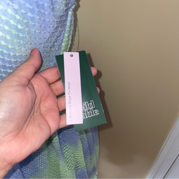 Wild Fable Blue & Green Tie Die Mini Ruffle Dress - Picture 5 of 8